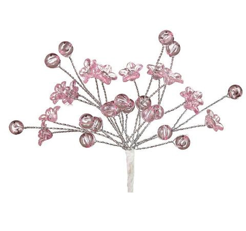Гілочки з акриловими квітами, Рожеві, 6шт. 