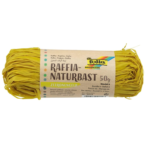 Мотузка натуральна в асортименті, Folia Lemon yellow №12, 50 gr 