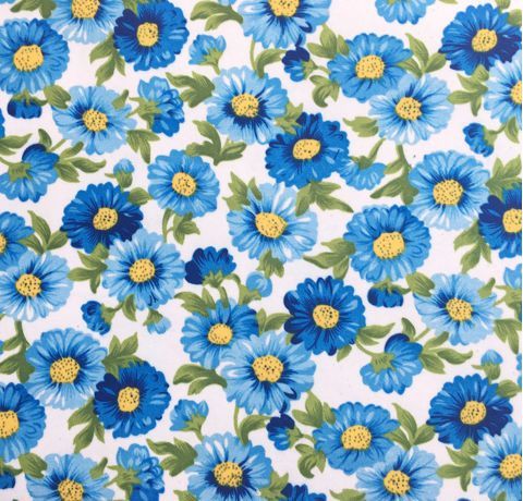 Тканина самоклеюча кольорова «Квіти сині», А4 