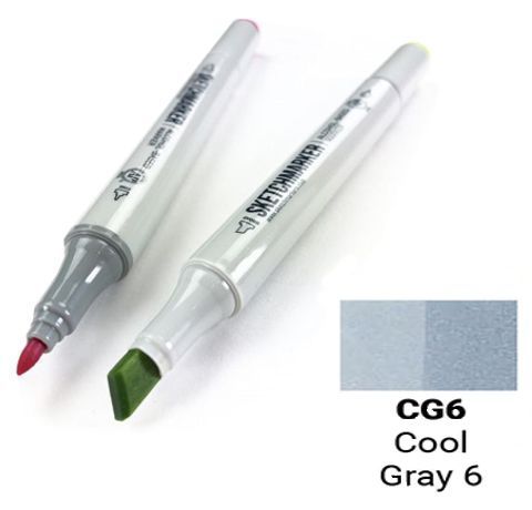 Маркер SKETCHMARKER, цвет ПРОХЛАДНЫЙ СЕРЫЙ 6 (Cool gray 6) 2 пера: тонкое и долото, SM-CG06