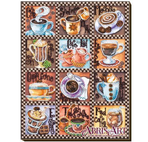 Набор для вышивки бисером на холсте «Кофейная карта» AbrisArt, ( 26x33 см)