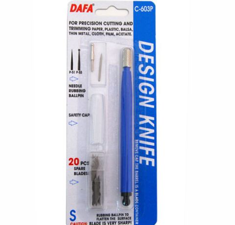 Макетный нож DAFA С-603P с пластик. ручкой (+20 лезвий и 2 насадки)
