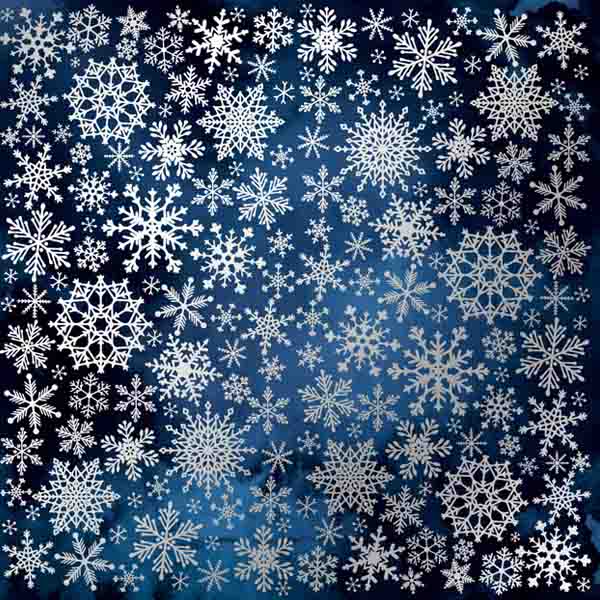 Лист бумаги с фольгированием "Silver Snowflakes Night garden", 30,5x30,5 см, Фабрика Декору