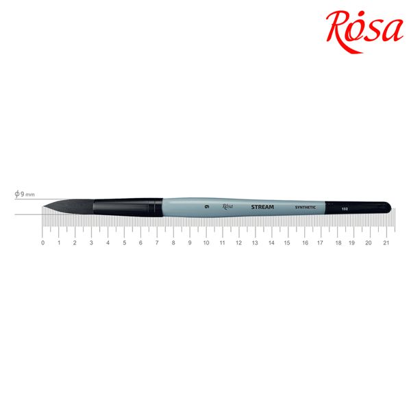 Кисть ROSA STREAM 132, синтетика круглая, короткая ручка, №9 - фото 1