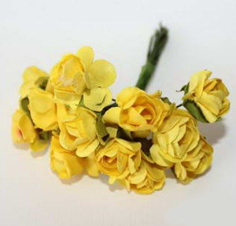 Паперові трояндочки, Жовті, D-15 мм, 12 шт/уп. 