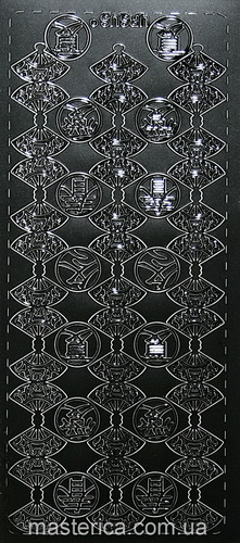 Наклейки для декорирования Китайские веера, черные
