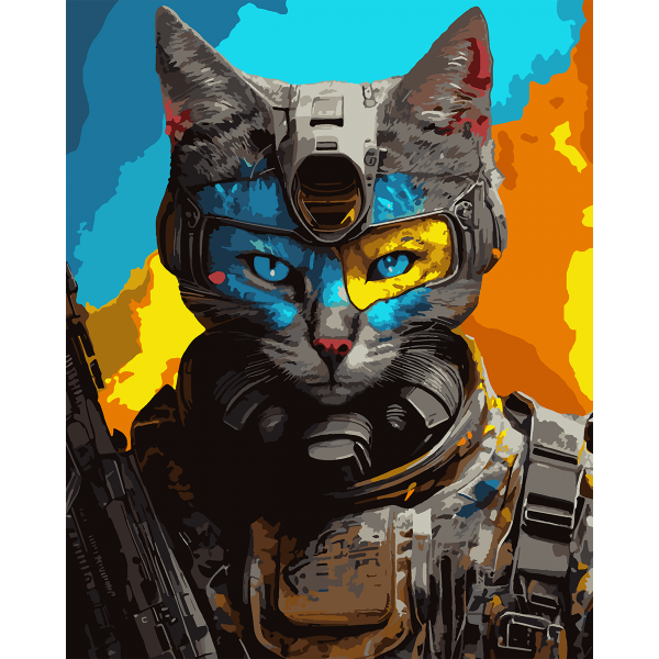Картина по номерах «Войовничий кіт», 40х50 см, SANTI - фото 1