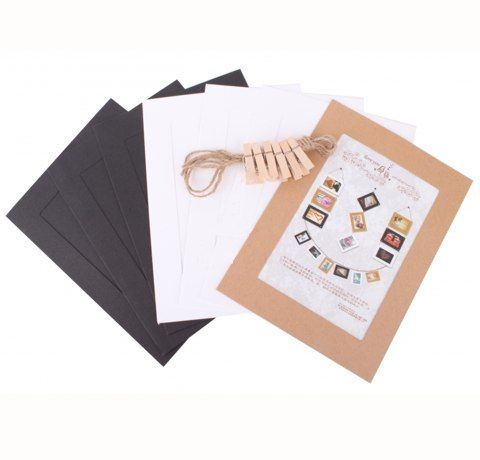 Набор бумажных паспарту (15х20.5 см) для фото 10x15 см, с прищепками, цвет: КРАФТ, 6 шт./уп