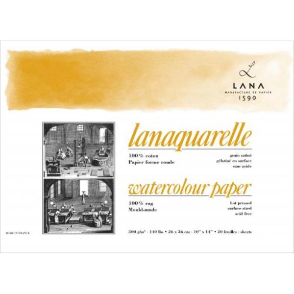 Блок-склейка акварельной бумаги Lanaquarelle, 100% хлопок, мелкое зерно(НР), 23х31см, 20л, 300г/м2