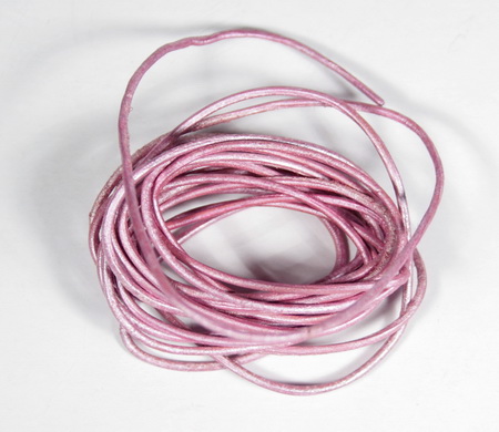 Шнур кожаный, розовый металлик, 2 м