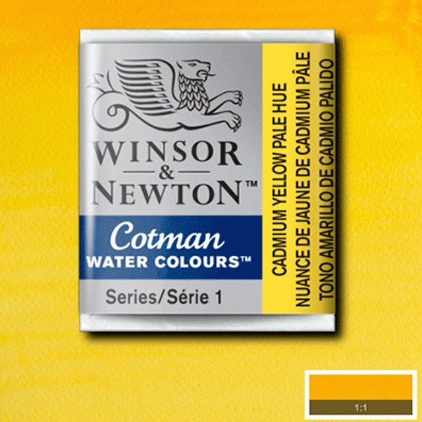 Winsor акварель Cotman Half Pan, № 119 Cadmium Yellow Pale Hue (Кадмий желтый пастельный) - фото 1