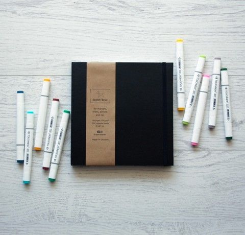Скетчбук для маркеров, линеров и карандашей, 21х21 см, 170 гр, 56 л., тв. пер. SketchTerier