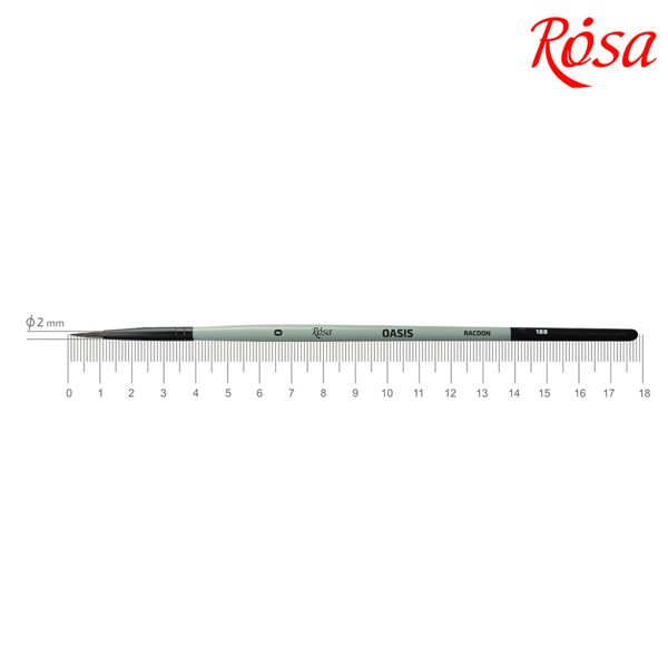 Щітка кругла ROSA OASIS 188 ворс єнота, коротка ручка, №0  - фото 1