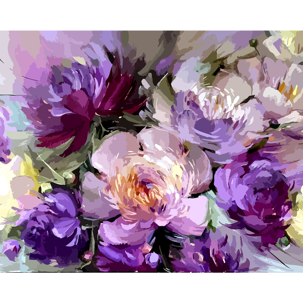 Картина по номерам «Фиолетовые пионы», 40х50 см., SANTI - фото 1