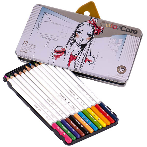Набір кольорових олівців Marco, ColorCore, 12 шт., мет. уп.  - фото 1