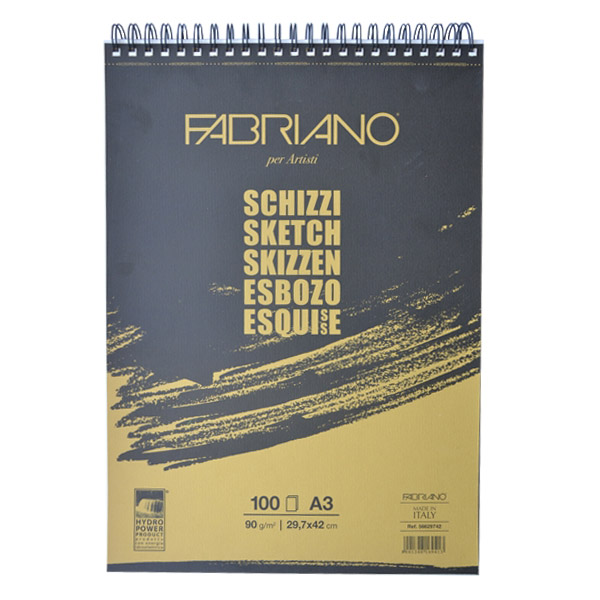 Альбом для эскизов Fabriano Schizzi Sketch A3 (29,7х42 см), на спирали, 90г/м2, 100л.