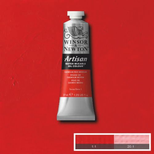 Масляная краска, водорастворимая, Winsor Artisan 37 мл, №099 Cadmium red med (Кадмий красный средн)