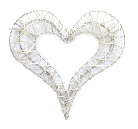 Основа для веночка «Сердце, белое», металлический каркас, 22 см