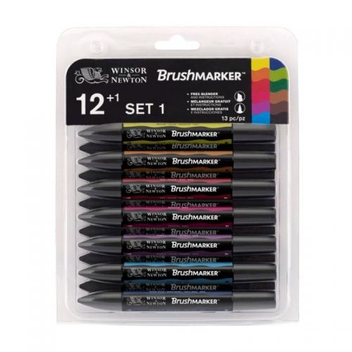 Набір двосторонніх маркерів Brushmarker Яскраві відтінки, 12 шт., Winsor&Newton 