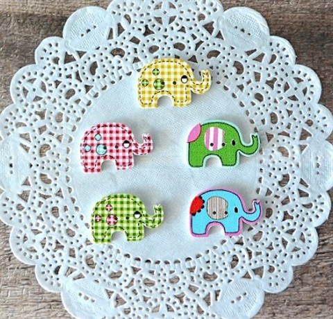 Набор деревянных пуговиц «Слонята», 5 шт./уп., 30*20 мм.