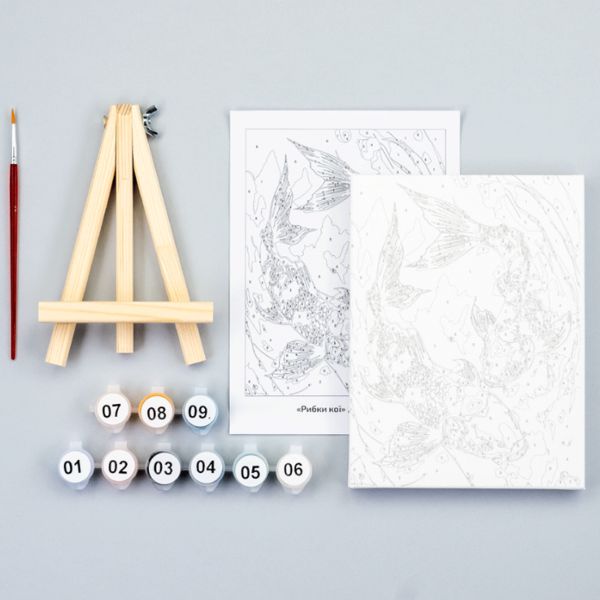 Набор, картина по номерам, Рыбки кои, 15х20см, с мольбертом, ROSA START - фото 4