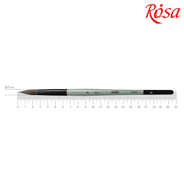 Щітка кругла ROSA OASIS 188 ворс єнота, коротка ручка, №8  - фото 1