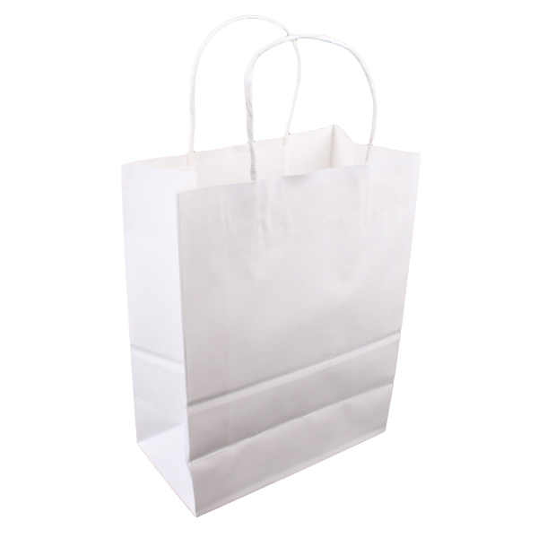 Бумажный крафт-пакет, Белый, 21х8х15 см