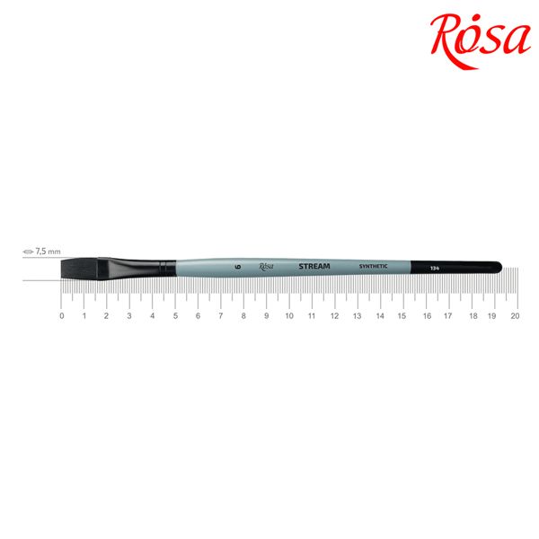 Кисть ROSA STREAM 134, синтетика плоская короткая ручка, №6 - фото 1