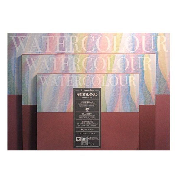 Блок-склейка для акварели Watercolour 18x24 см, 200 г/м2, 20 л, среднее зерно, Fabriano