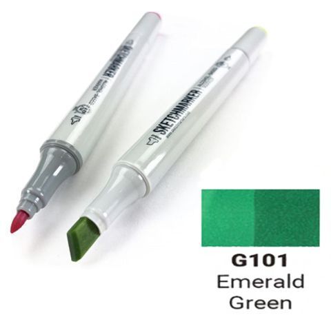 Маркер SKETCHMARKER, цвет ЗЕЛЁНЫЙ ИЗУМРУДНЫЙ (Emerald Green) 2 пера: тонкое и долото, SM-G101