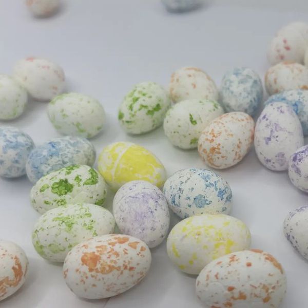 Яйца перепелиные декоративные, пенопласт, Белые с цветным вкраплением, 2,5 см, 5 шт/уп.