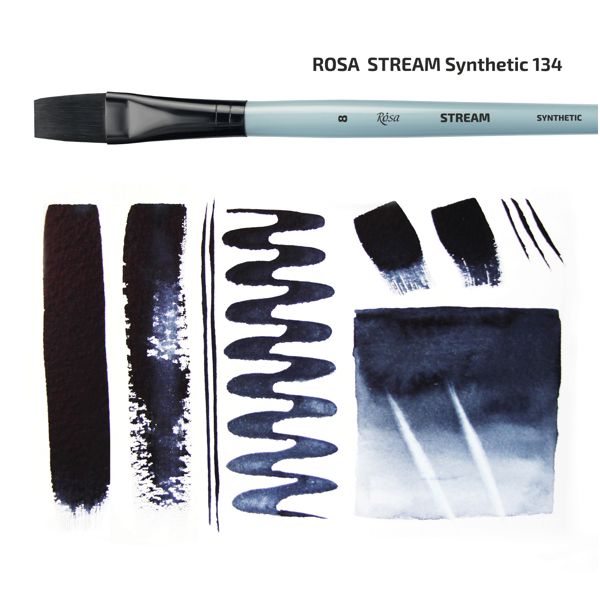 Кисть ROSA STREAM 134, синтетика плоская короткая ручка, №5 - фото 2