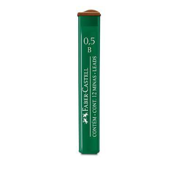 Грифели для механического карандаша FABER-CASTELL Polymer 0,5 мм, твёрдость: В, 12 шт в пенале