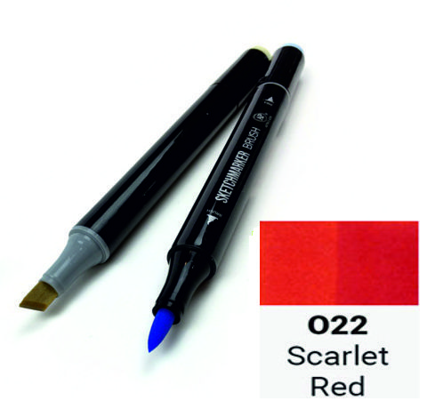 Маркер SKETCHMARKER BRUSH, колір Червоний (Scarlet Red) 2 пера: долото і м'яке, SMB-O022 