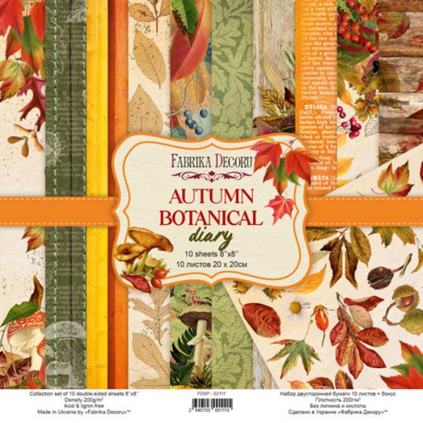 Набір скраппаперу "Autumn botanical diary", 10л, 20x20см, Фабрика Декору - фото 1