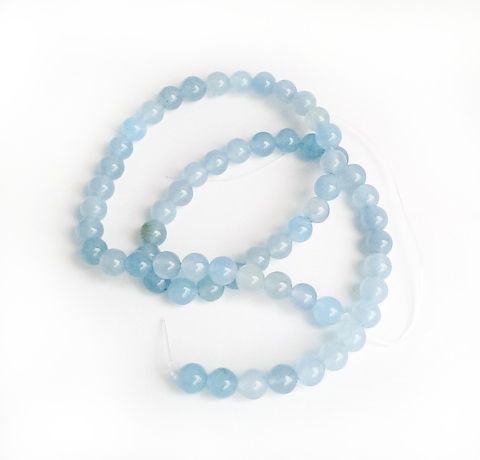 Халцедоновые бусины, Голубые полупрозрачные, 6 мм (65 шт./уп.)