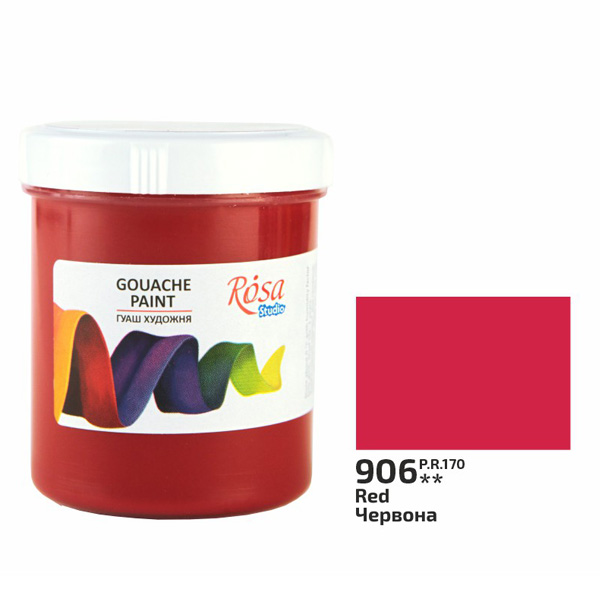 Краска гуашевая Rosa Studio 906 КРАСНАЯ, 100 ml