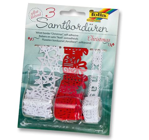 Набор бумажных лент, эффект велюра, «Рождество», Folia