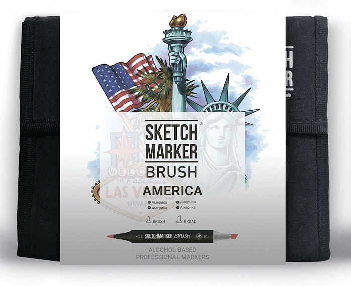 Набір маркерів SKETCHMARKER BRUSH 36 AMERICA - Америка (36 маркерів + сумка органайзер) 