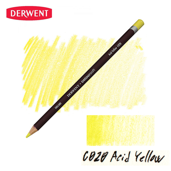 Карандаш цветной Derwent Coloursoft (CS020), Кислотно-желтый.