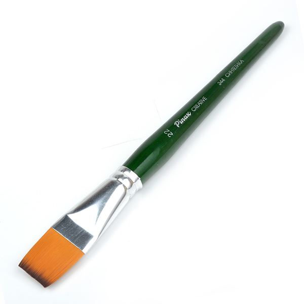 Пензель із синтетики плоский «Creative 344» Pinax (імітація колонка) ручка коротка.зелена, №22 