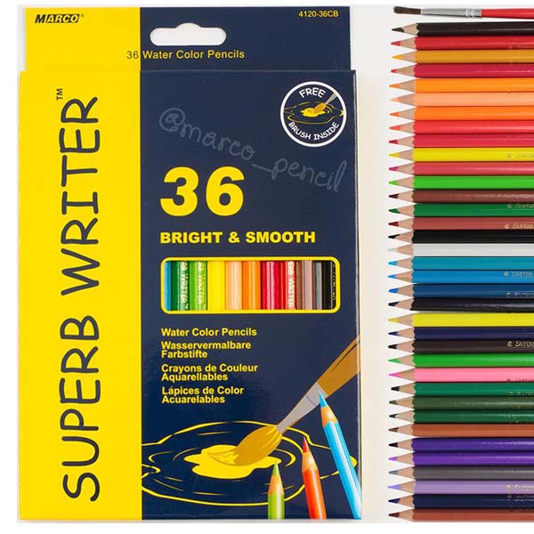 Акварельні олівці Marco Superb writer, 36 цв+пензлик 