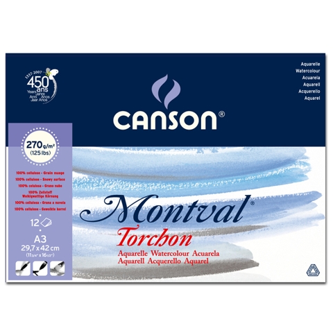 Блок-склейка для акварелі Montval Torchon (12 л), 270 g, 29,7 х42 см, Canson 