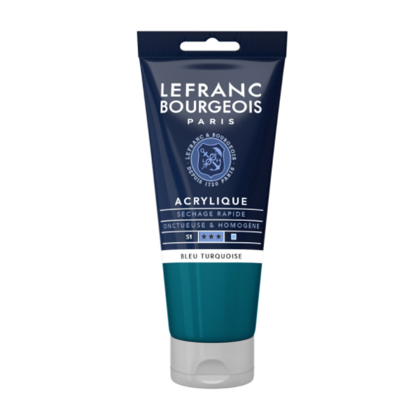 Краска акриловая Lefranc Fine Acrylic Color 80 мл, #050 Turquoise blue (Бирюзовый)
