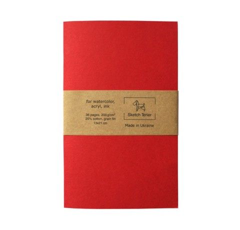 Скетчбук для акварелі, хол. прес, порівн. зерно, RED, А5 (13х21см), 200 гр, 36 стор. SketchTerier 