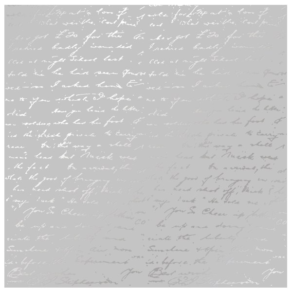 Лист одностороннього паперу з фольгуванням Silver Text Gray Фабрика Декору 200 гр/м2, 30,5х30,5 см 