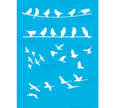 Трафарет «Птички на проволоке», 19х14см