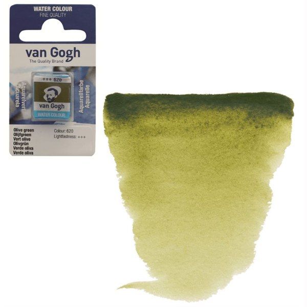 Акварельна фарба Van Gogh в кюветі ОЛИВКОВИЙ ЗЕЛЕНИЙ (620), Royal Talens 