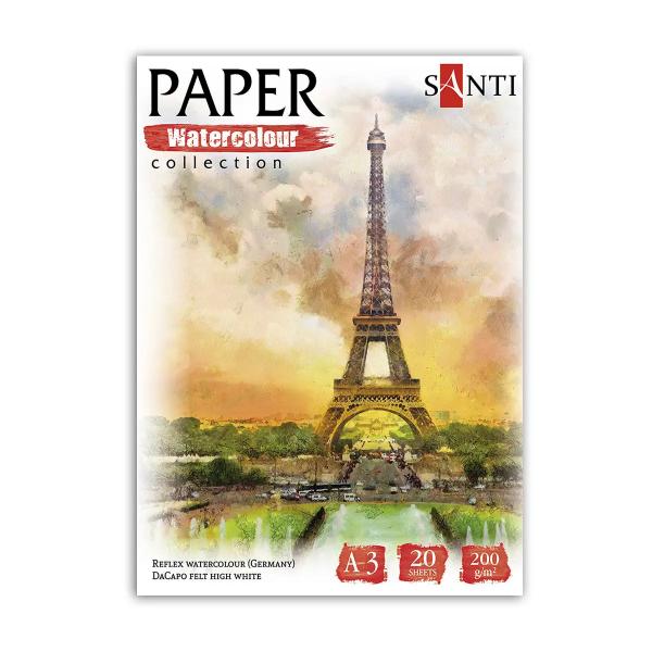 Бумага для акварели SANTI «City» A3, Paper Watercolour Collection, папка 20 л., 200 г/м2