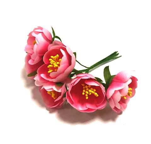 Квіти вишні із тканини, Рожеві, 6 шт/уп. 